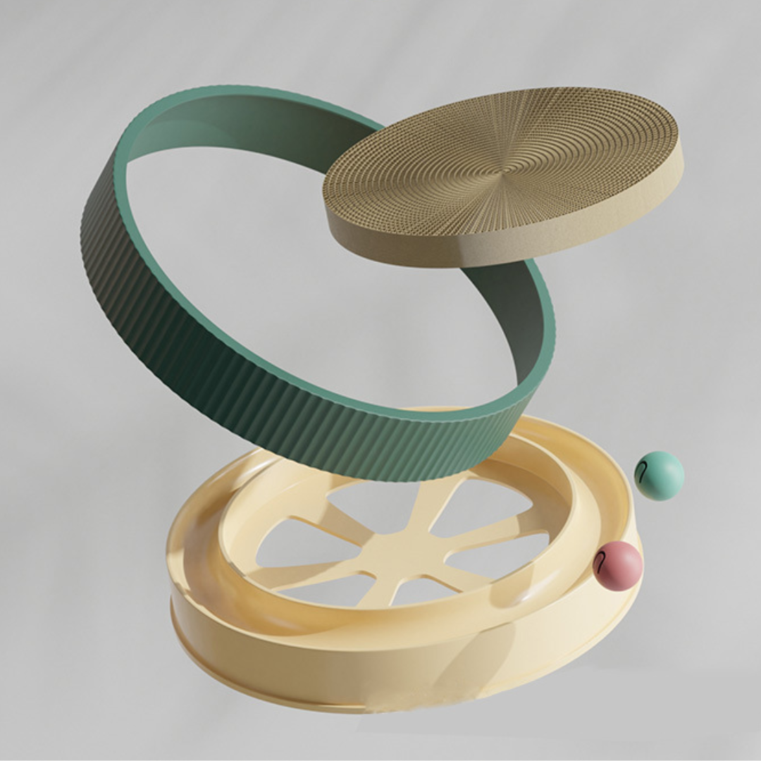 Interactive Cat Toy with Rolling Ball Tracks for Endless Fun