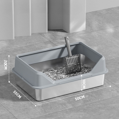 Durable Stainless Steel Cat Litter Box for Easy Cleaning
