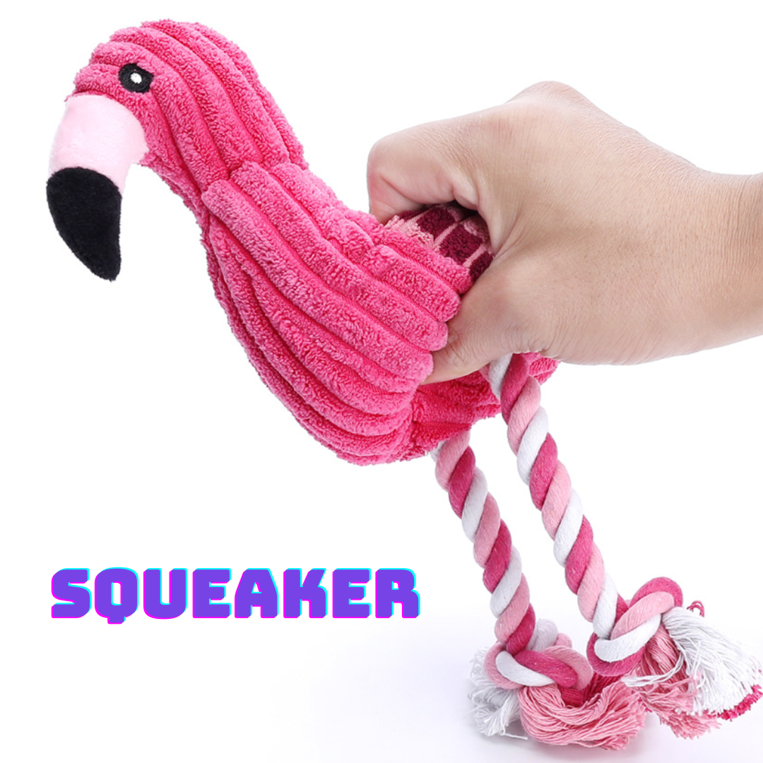Interactive Squeaker Plush Dog Toy - Fun Flamingo Design