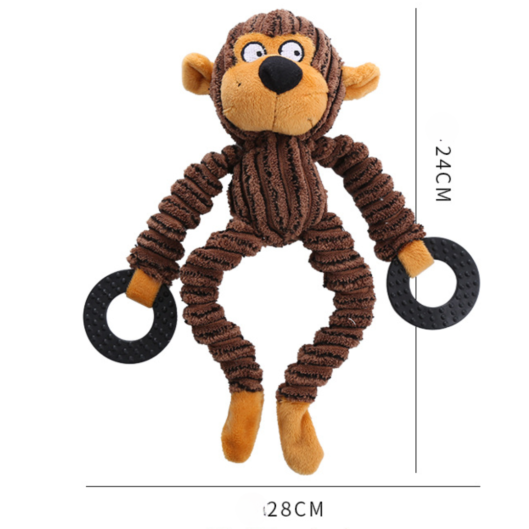 Durable Plush Dog Toy with Squeaky Ring for Interactive Play