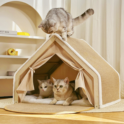 Durable Cat Scratching Tent House Bed - Fun & Interactive!