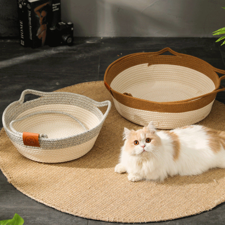 Durable Woven Cat Bed - Cozy Cotton Rope Mat for Comfort