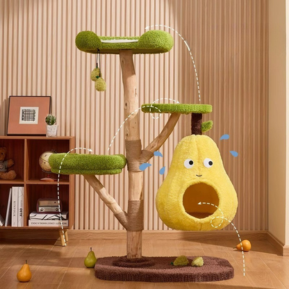 Durable Solid Wood Cat Tree - Fun Climbing Frame for Cats