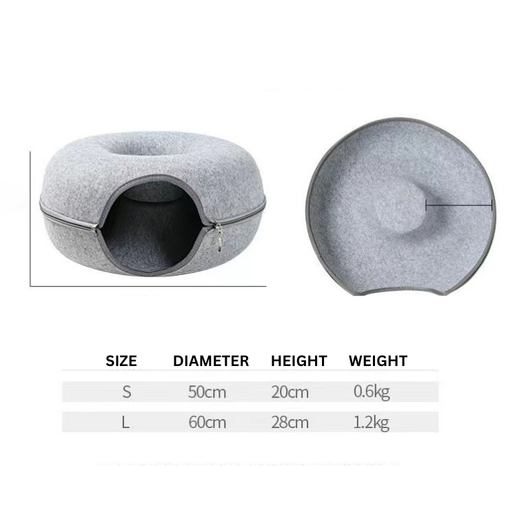 Durable Felt Cat Tunnel Bed - Cozy & Fun Pet Accessory
