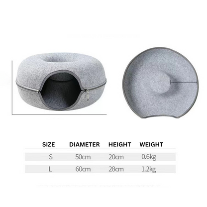 Durable Felt Cat Tunnel Bed - Cozy & Fun Pet Accessory