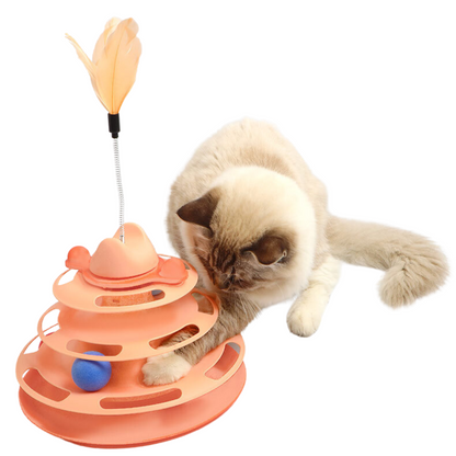 Interactive Cat Toy: Tower of Tracks Turntable Fun