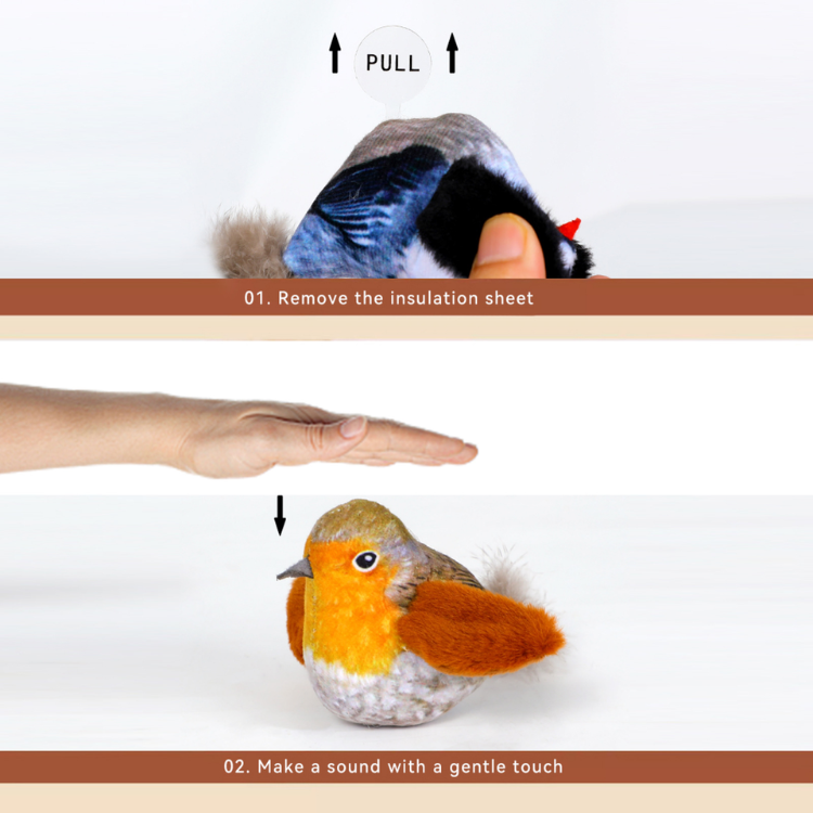 Interactive Cat Toy with Realistic Bird Sounds & Feathers