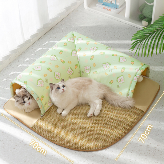 Interactive Double-Opening Cat Tunnel Scratcher Bed