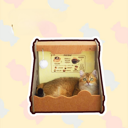 Cozy Semi-Enclosed Cat Felt House - Comfortable Pet Bed