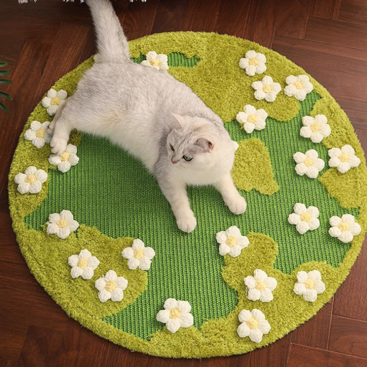 Durable Cat Toy: Flower Sisal Scratcher Mat for Fun Playtime