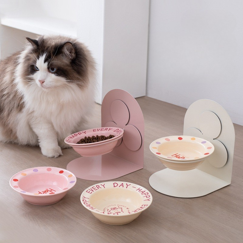 Elevated Ceramic Cat Bowl with Anti-Black Chin Design
