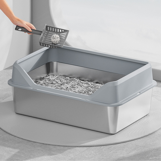 Durable Stainless Steel Cat Litter Box for Easy Cleaning