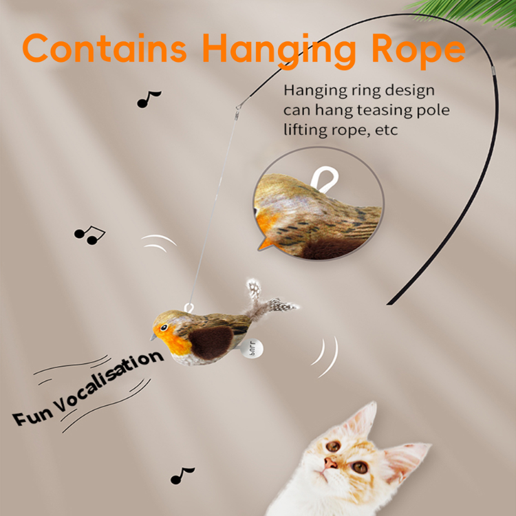 Interactive Cat Toy with Realistic Bird Sounds & Feathers