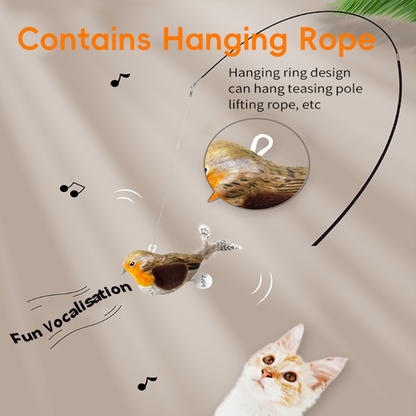 Interactive Cat Toy with Realistic Bird Sounds & Feathers