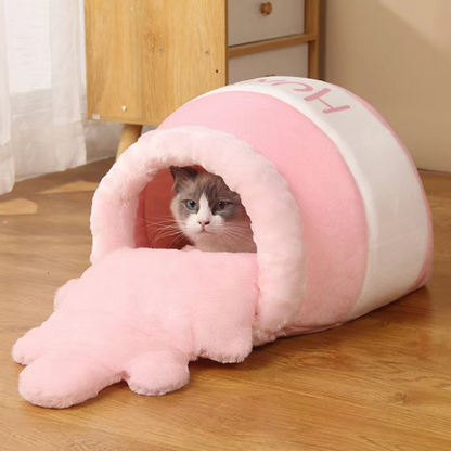 Cozy Covered Cat Bed - Perfect for Autumn & Winter Comfort