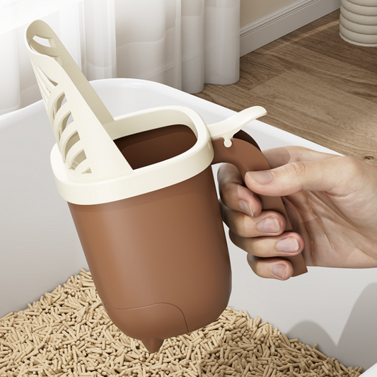 Spacious Cat Litter Scoop with Waste Bag Storage - Easy Cleanup
