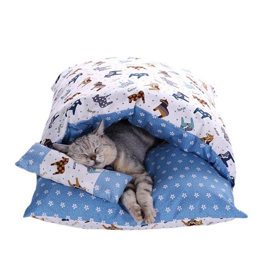 Cozy Pet Bed with Pillow - Comfortable & Stylish for Cats & Dogs