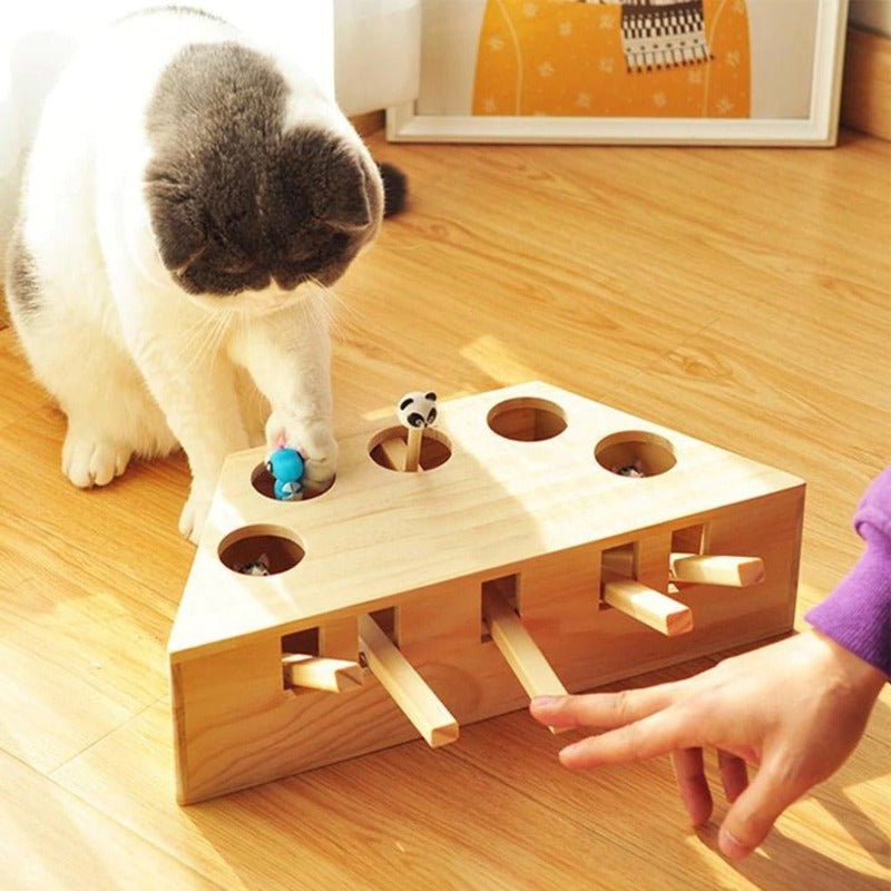 Interactive Wooden Cat Toy for Engaging Playtime Fun