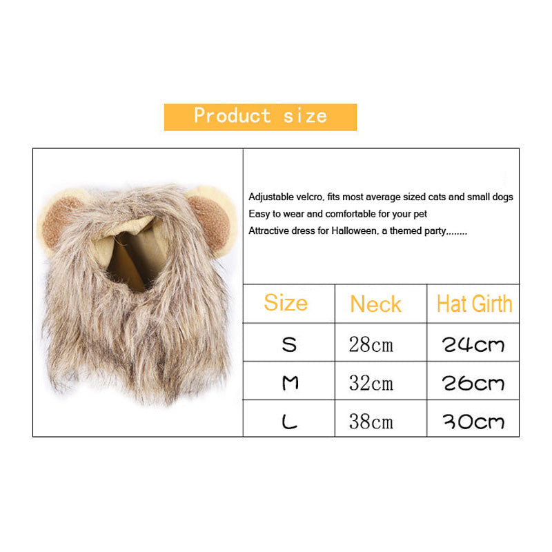 Fun Lion Mane Cat Costume Wig - Adorable Pet Accessory