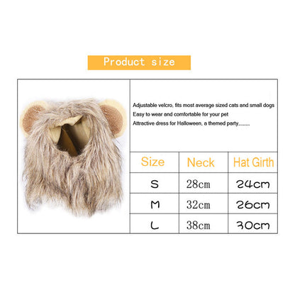 Fun Lion Mane Cat Costume Wig - Adorable Pet Accessory
