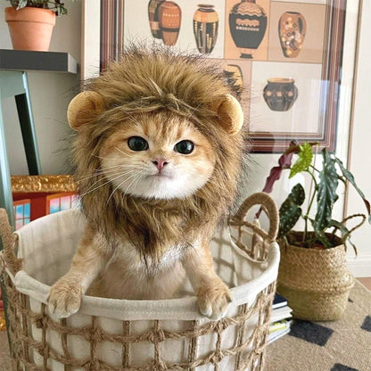 Fun Lion Mane Cat Costume Wig - Adorable Pet Accessory