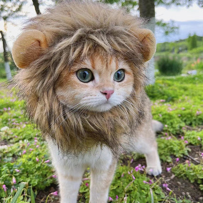 Fun Lion Mane Cat Costume Wig - Adorable Pet Accessory