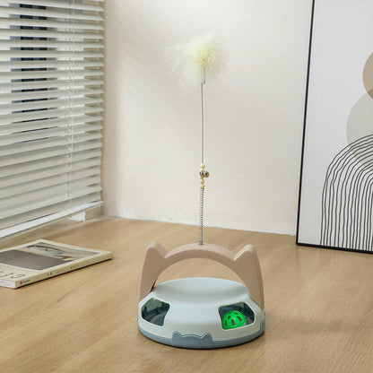 Interactive Feather Cat Toy with Bell Ball & Spinning Disc
