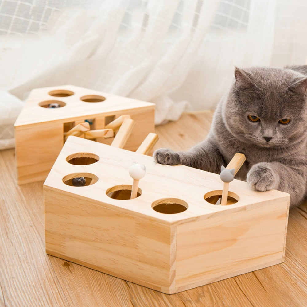 Interactive Wooden Cat Toy for Engaging Playtime Fun
