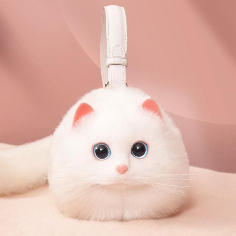Realistic Cat-Shaped Puffy Handbag - Fun & Stylish Pet Accessory
