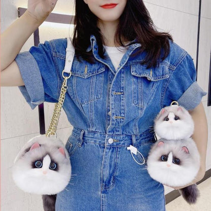 Realistic Cat-Shaped Puffy Handbag - Fun & Stylish Pet Accessory