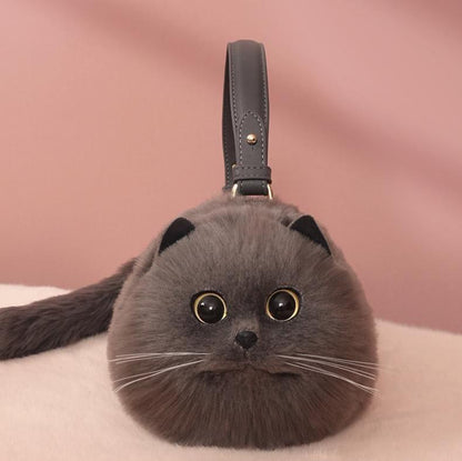 Realistic Cat-Shaped Puffy Handbag - Fun & Stylish Pet Accessory