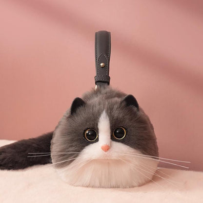 Realistic Cat-Shaped Puffy Handbag - Fun & Stylish Pet Accessory