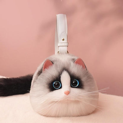 Realistic Cat-Shaped Puffy Handbag - Fun & Stylish Pet Accessory