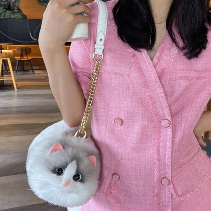 Realistic Cat-Shaped Puffy Handbag - Fun & Stylish Pet Accessory