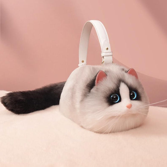 Realistic Cat-Shaped Puffy Handbag - Fun & Stylish Pet Accessory