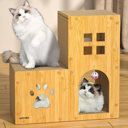 Durable Large Cat Scratching Board & House - Fun for Cats!