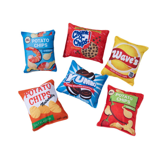 Interactive Dog Toy: Crinkle Paper Squeaky Potato Chips