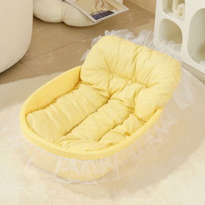 Cozy Oval Lace Cat Bed for Ultimate Comfort & Warmth