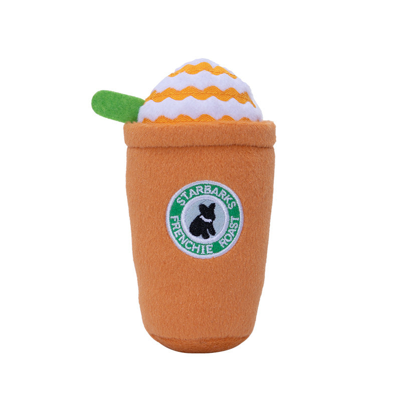 Durable Dog Toy: Squeaky Plush Coffee Cup for Fun Playtime
