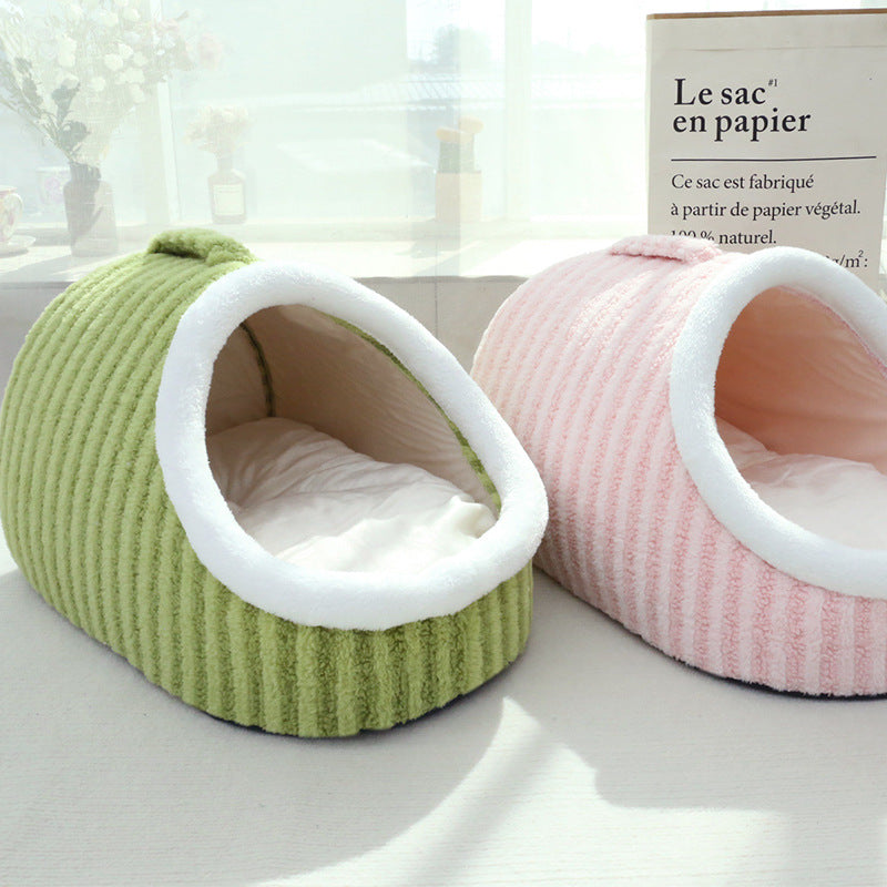 Warm Fleece Cat Bed Cave - Cozy & Comfortable Pet Accessory