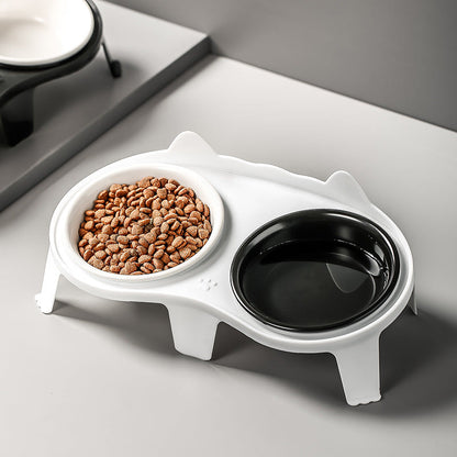 Durable Double Ceramic Cat Bowl for Stylish Feeding