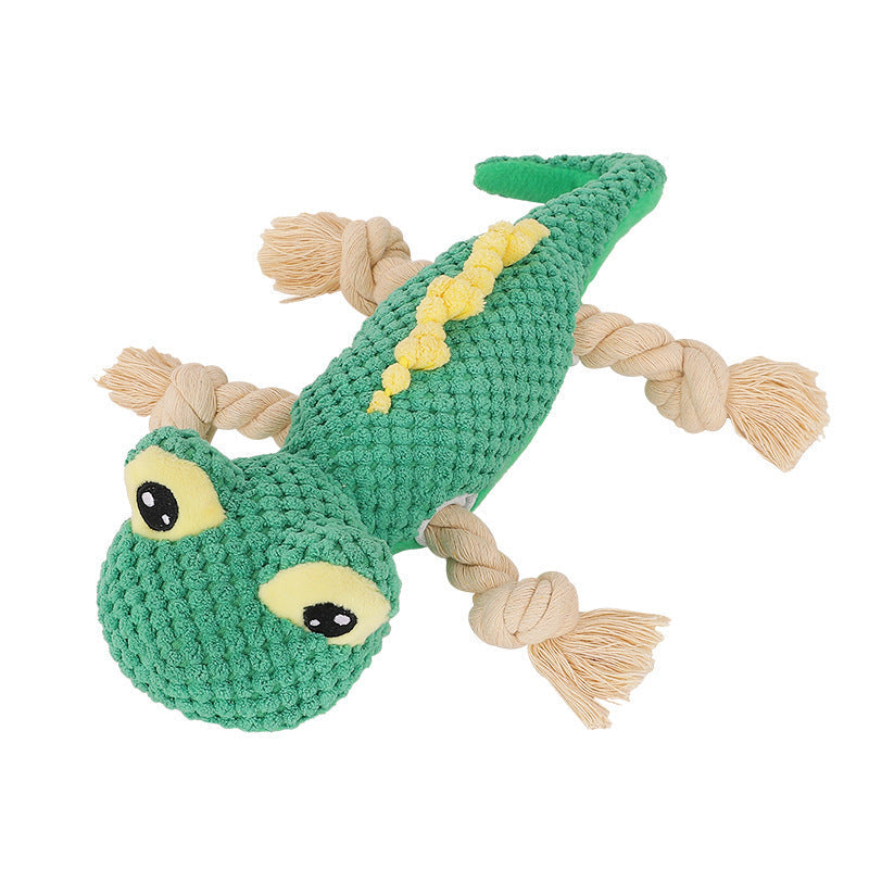 Durable Dino Squeaky Dog Toy with Rope Knot for Fun Play