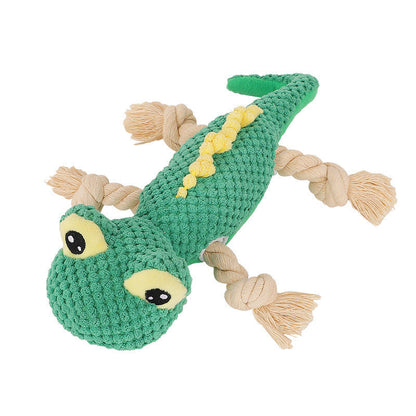 Durable Dino Squeaky Dog Toy with Rope Knot for Fun Play