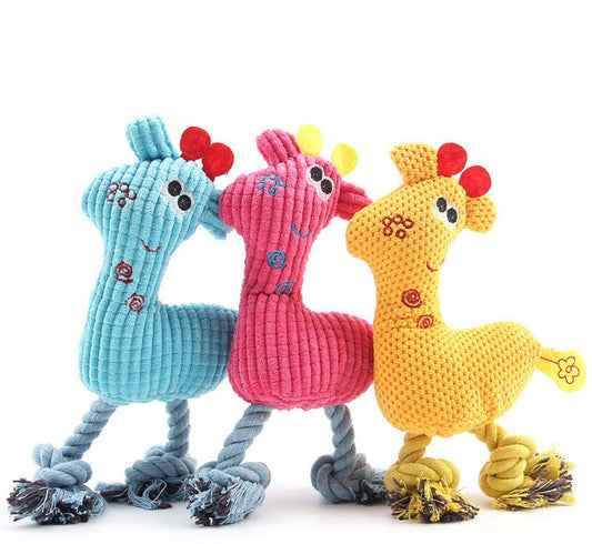 Durable Dog Toy: Cute Squeaky Deer with Rope for Fun Play