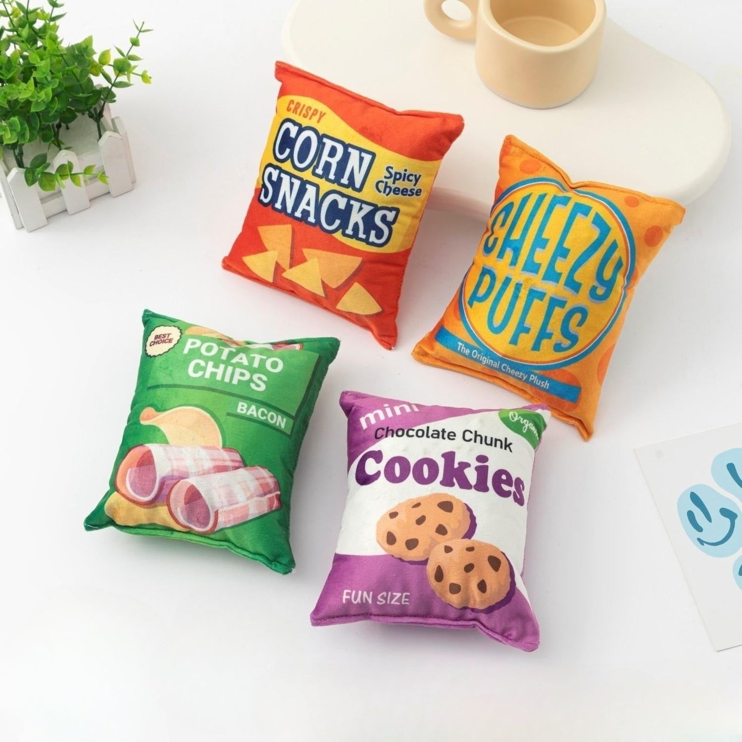 Interactive Dog Toy: Crinkle Paper Squeaky Potato Chips