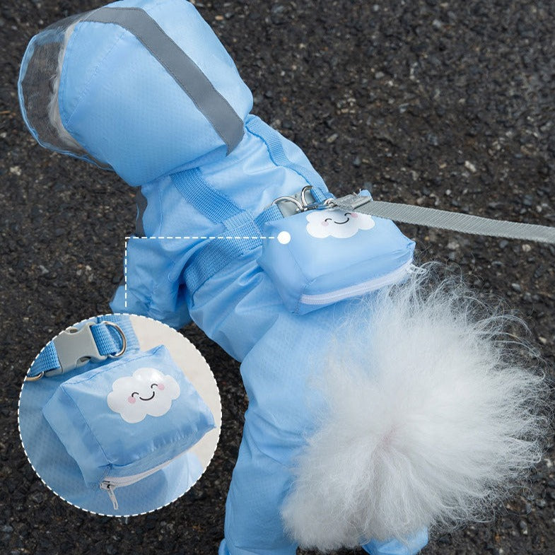 Durable Full-Cover Dog Raincoat with Convenient Pull