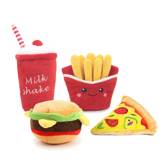 Fun Hamburger Dog Toy with Squeaky French Fries