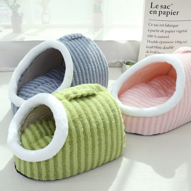 Warm Fleece Cat Bed Cave - Cozy & Comfortable Pet Accessory