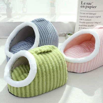 Warm Fleece Cat Bed Cave - Cozy & Comfortable Pet Accessory