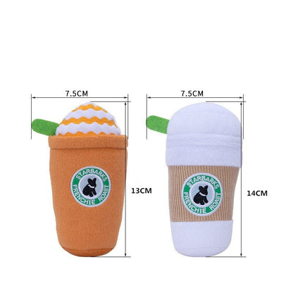 Durable Dog Toy: Squeaky Plush Coffee Cup for Fun Playtime